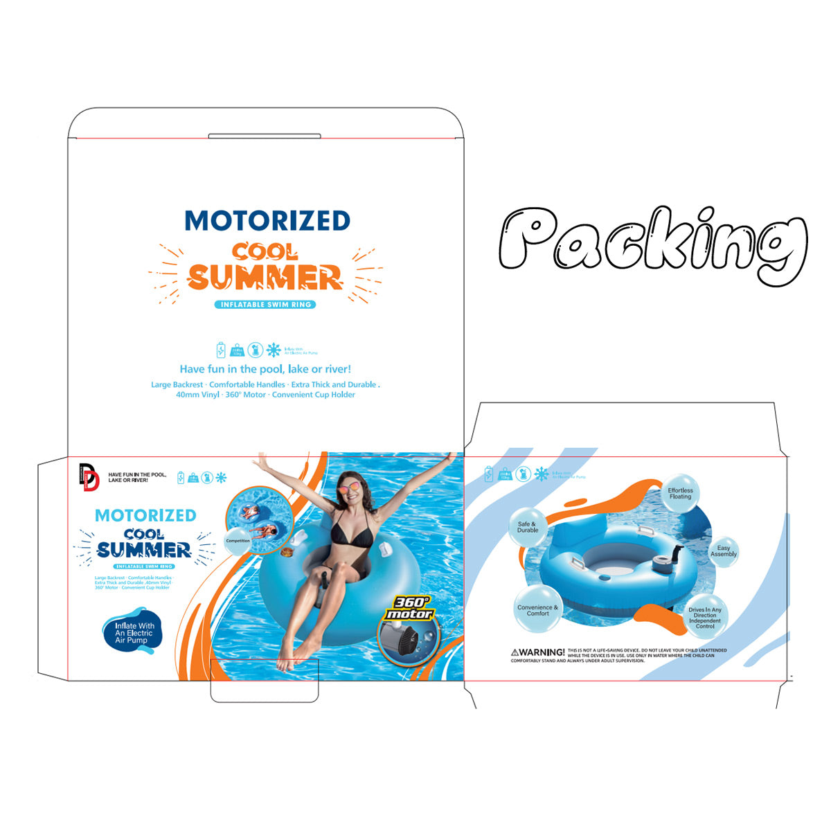 Onsale US ONLY!Free shipping!  360° Electric Swim Ring – Inflatable Pool & Beach Float